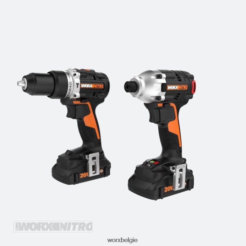 WORX elektrisch gereedschap Nitro 20v slagschroevendraaier en hamerboor combokit HT8D6N122