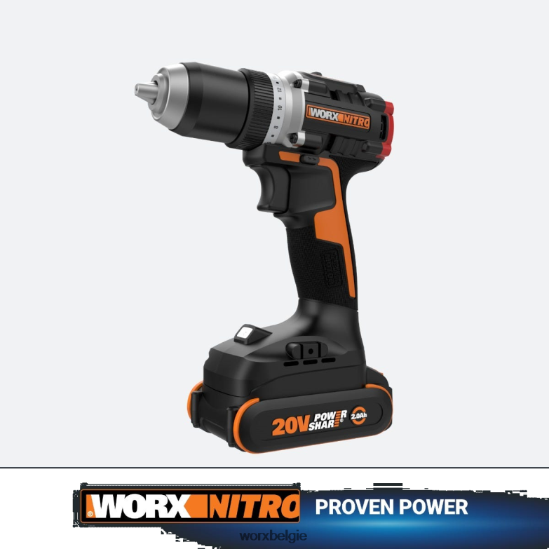 WORX elektrisch gereedschap nitro 20v compacte borstelloze 1/2'' boor/schroevendraaier HT8D6N119