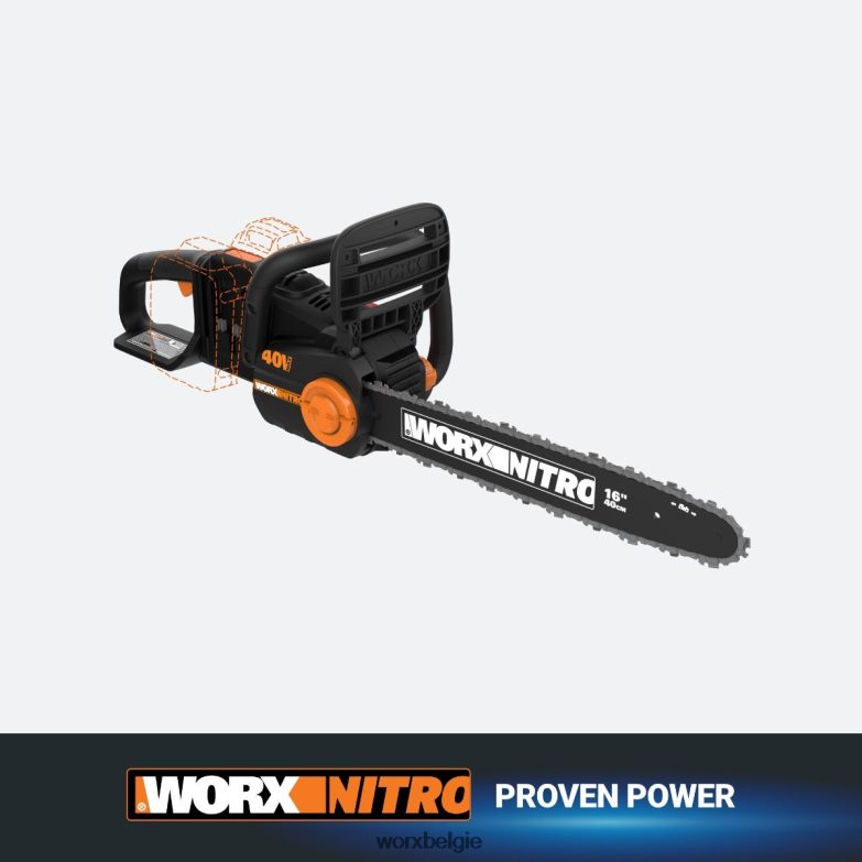 WORX tuingereedschap nitro 40v powershare draadloze 16'' kettingzaag met borstelloze motor HT8D6N80